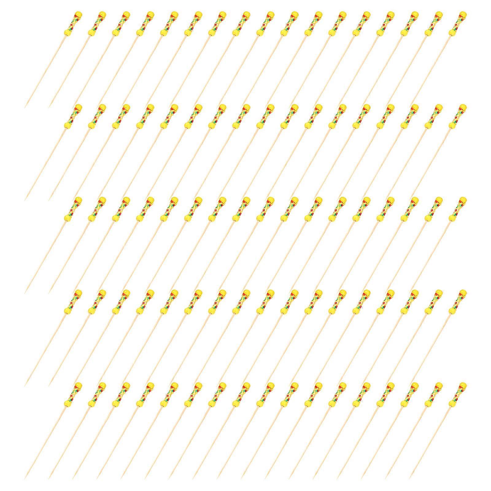 Fruit Picks Bamboo Skewers Disposable For Party Use 100Pcs
