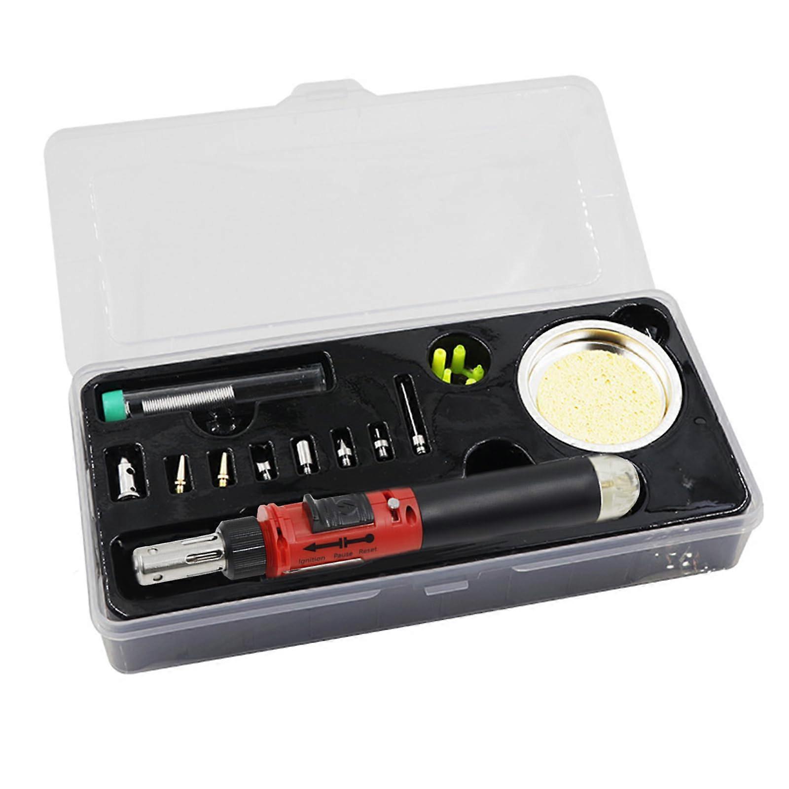 1300°C Soldering Iron Set Welding Rod Burner Strikes Torch Soldering Iron Cordless Butane Tip Tool Red
