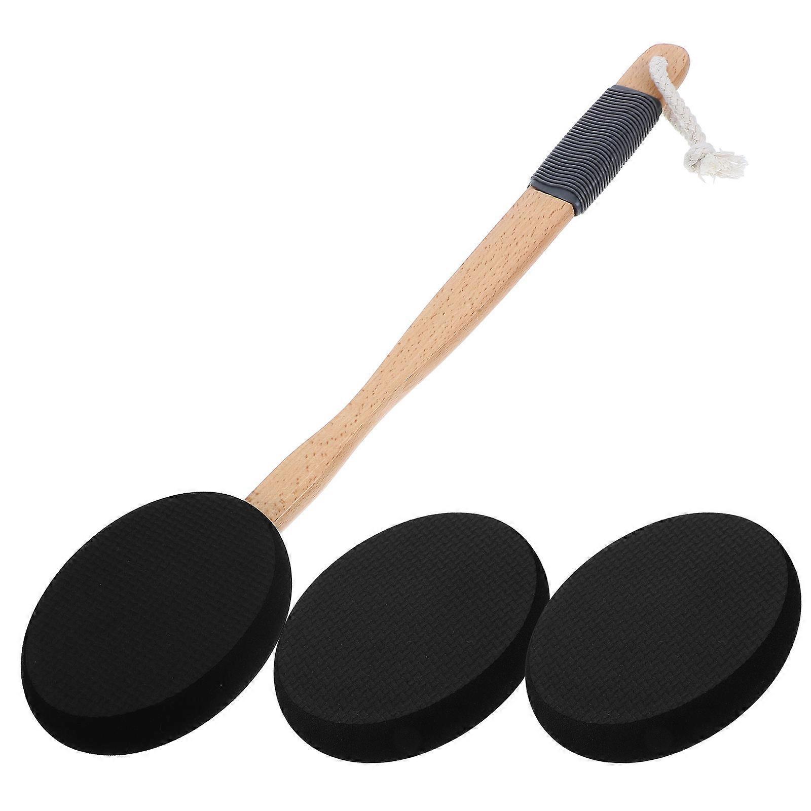 Lotion Applicator for Back with Ergonomic Handle, Body Scrubber with Brush Heads for Bathing, Skin Care, Cleaning and Lotion Application