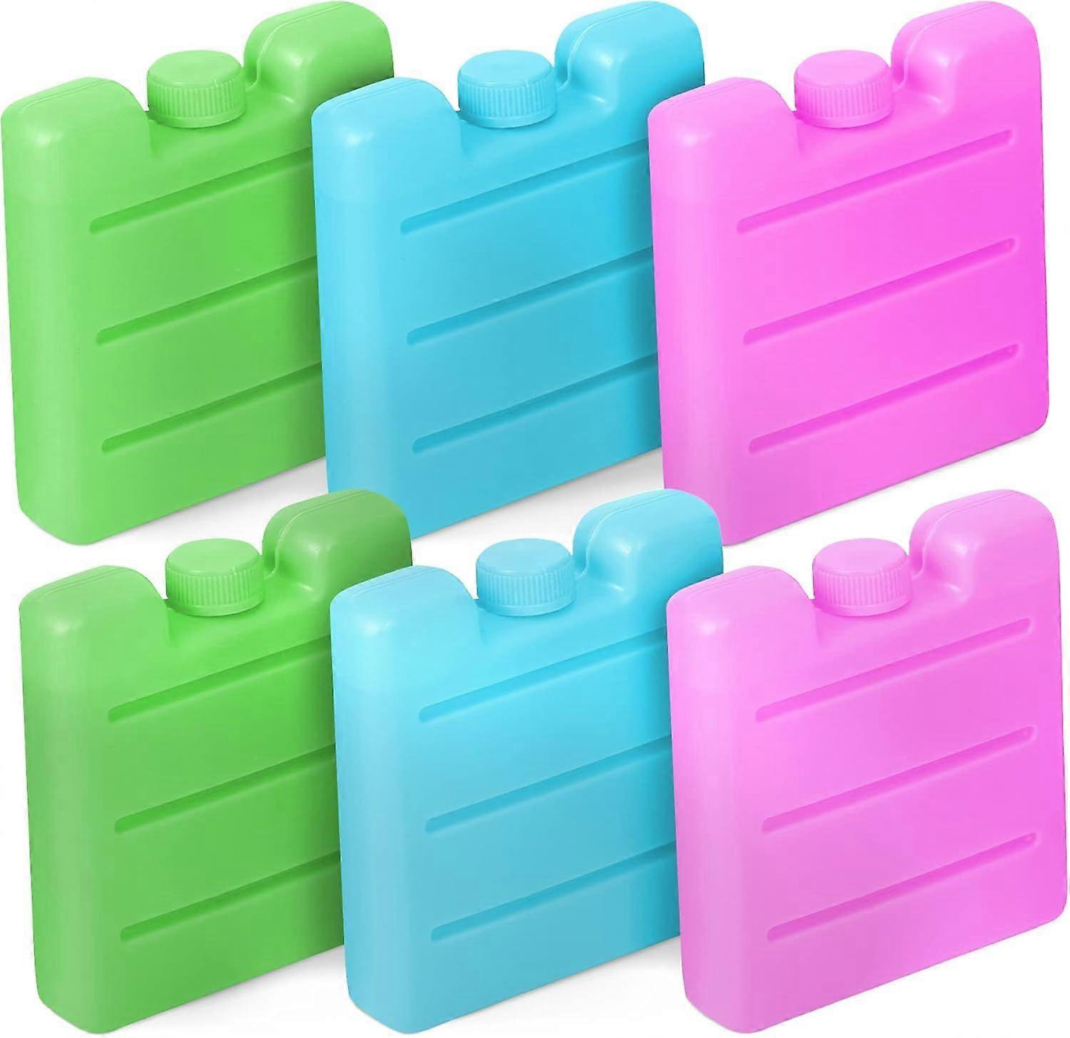 Freezer Blocks - Reusable Ice Packs for Lunchboxes, Travel, Picnics and Outdoor Activities Multi-Color (Pack of 6)