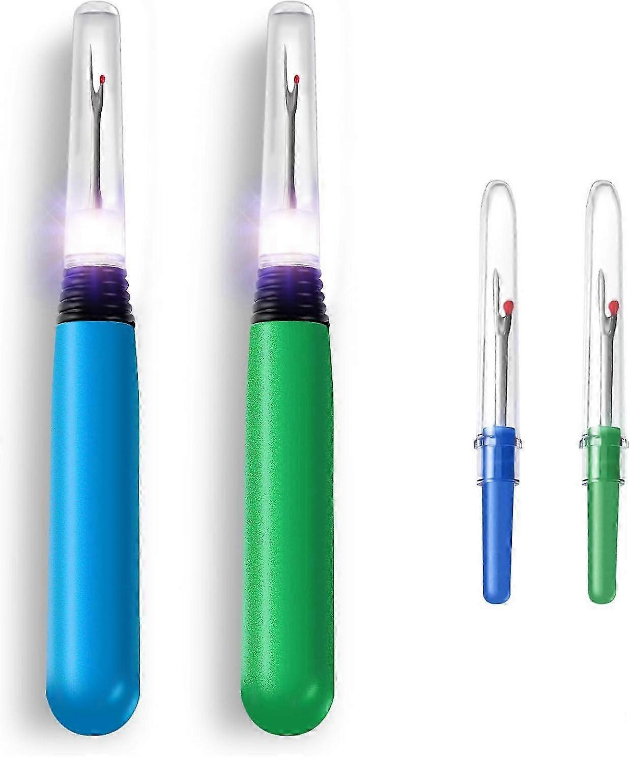 LED Seam Ripper Kit - 2 Large & 2 Small Stitch Removers with Light - Sewing Tools