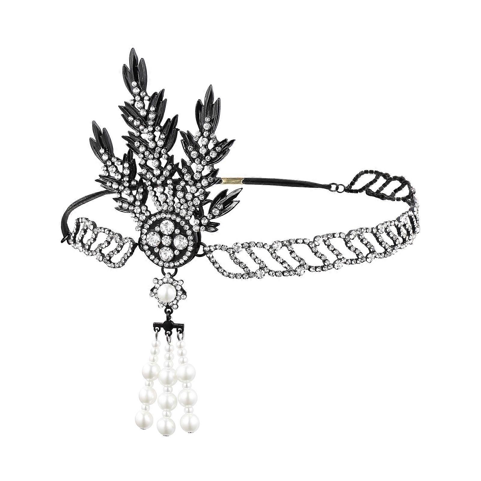 Bandeau scintillant Couvre-chef strass Couvre-chef élégant pour banquet Noir 1Pack