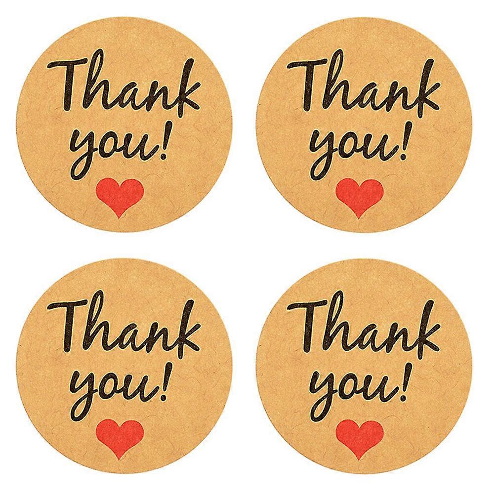 Kraft Paper Thank You Stickers for Wedding and Anniversary Red Heart Adhesive Sealing 50Pcs