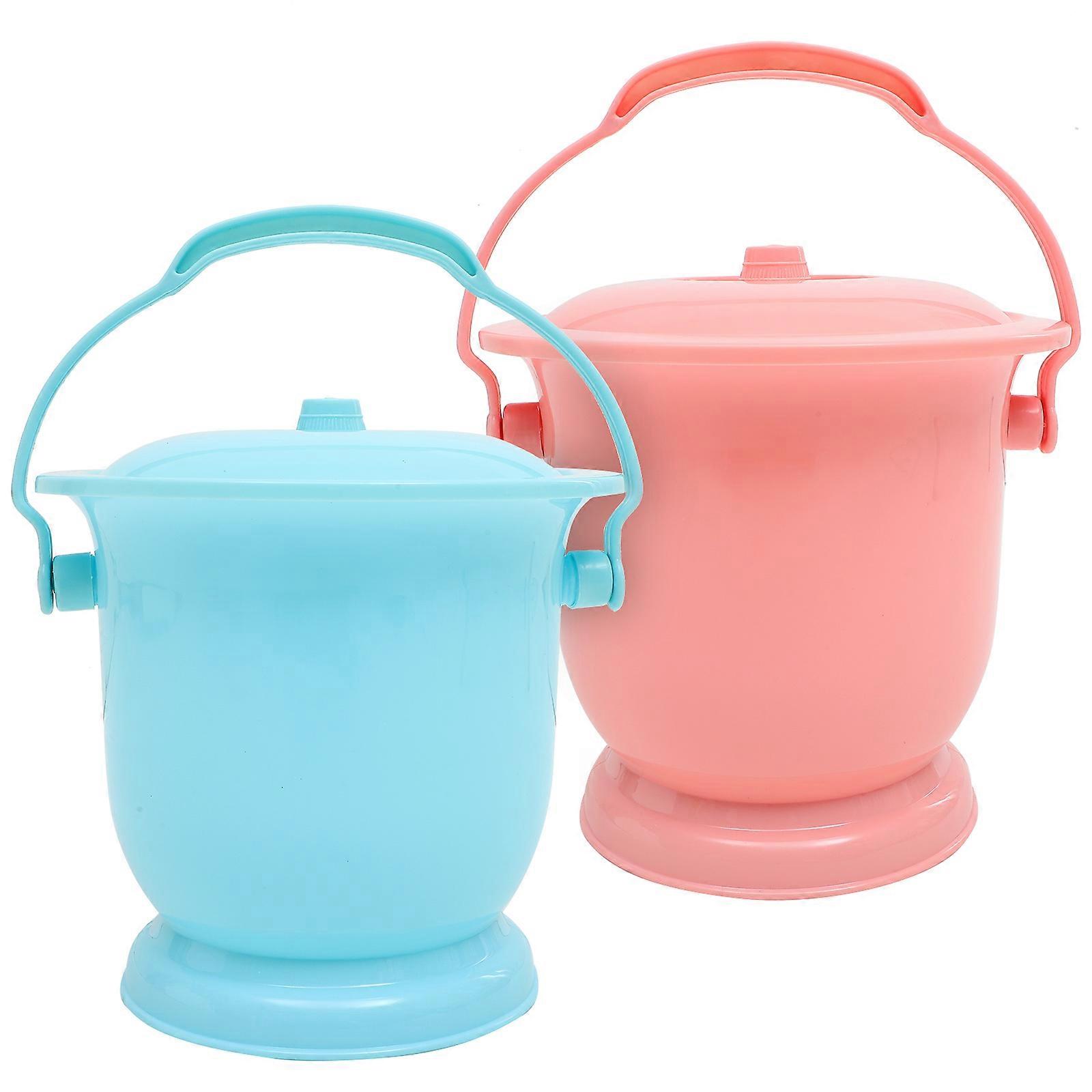 Portable Urinal Pail Easy to Clean PP Plastic Square Shape Home Use 25.50X25.50X22.00CM 2Set