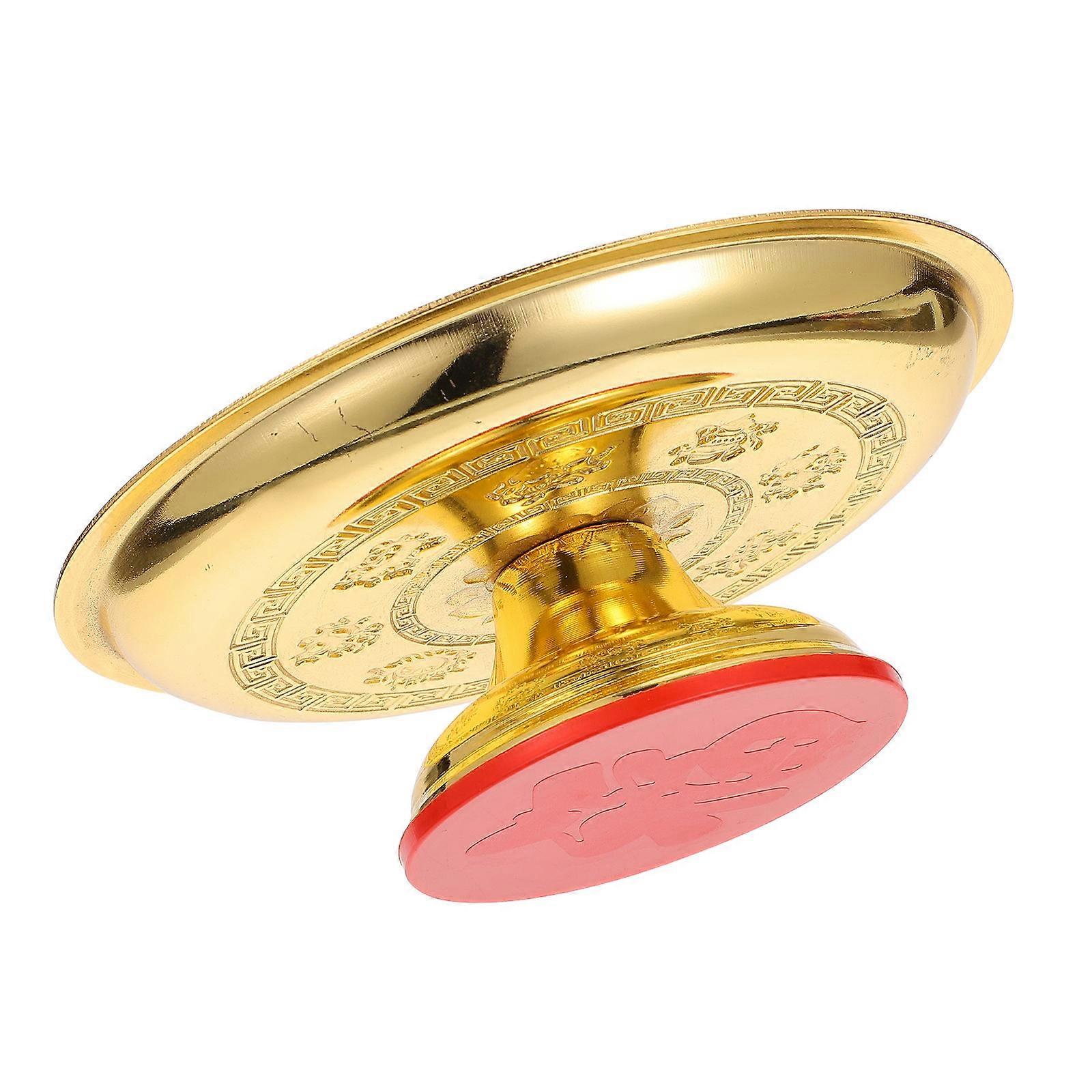 Retro Yellow Zinc Alloy Tray for Storage Use with Carved Patterns 1pc