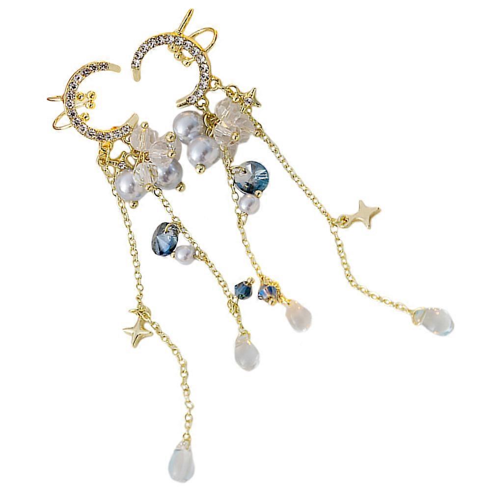 Here's a polished product description for your **Moon and Star Dangle Earrings**:
 
✨ **1 Pair Moon and Star Dangle Earrings for Women** ✨