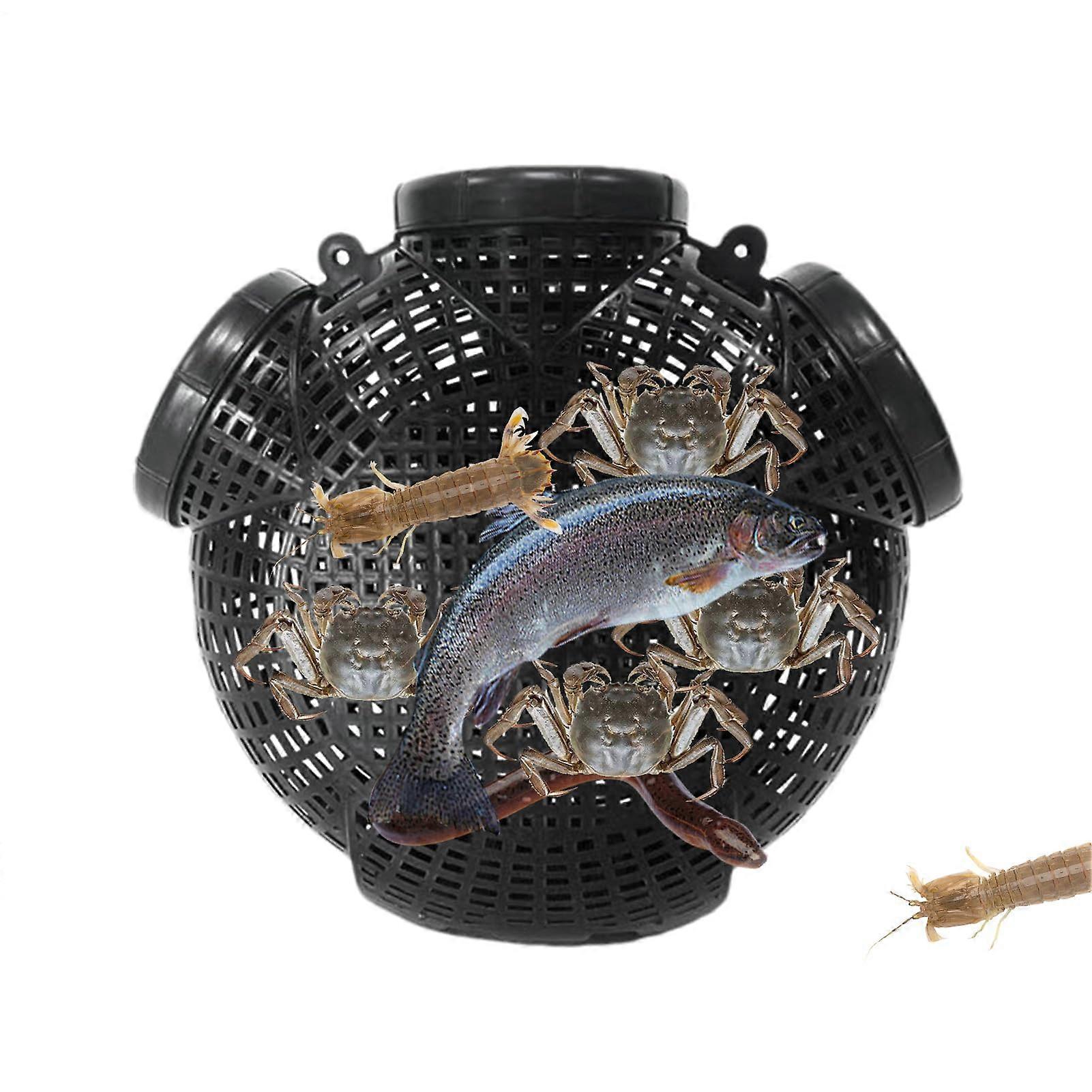 Crab Trap And Fish Trap With Dense Ventilation Slits, 3-Hole Design For Catching Herring, Crabs, Small Fish, Crayfish