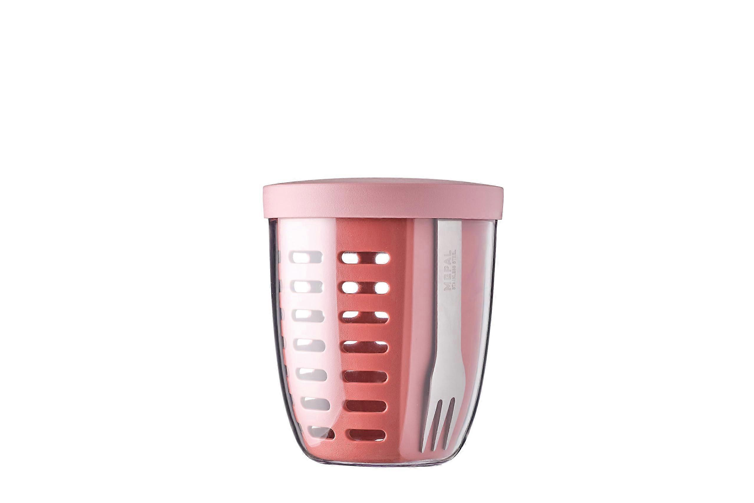 Fruit Vegetable Pot Ellipse Fruit Container with Fork Strainer 600 ml Vivid Mauve