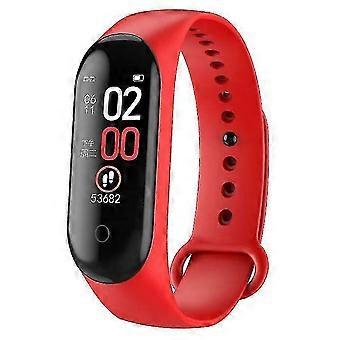 Smartwatch M4 Fitness Tracker mit Herzfrequenzmesser, Schrittzähler, wasserdichtem Sportarmband - Rot