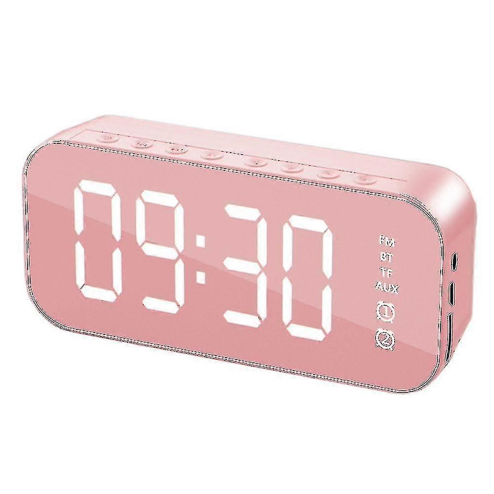 Alarm Clock with Bluetooth Speaker for Bedroom/Office, Heavy Sleepers - Pink