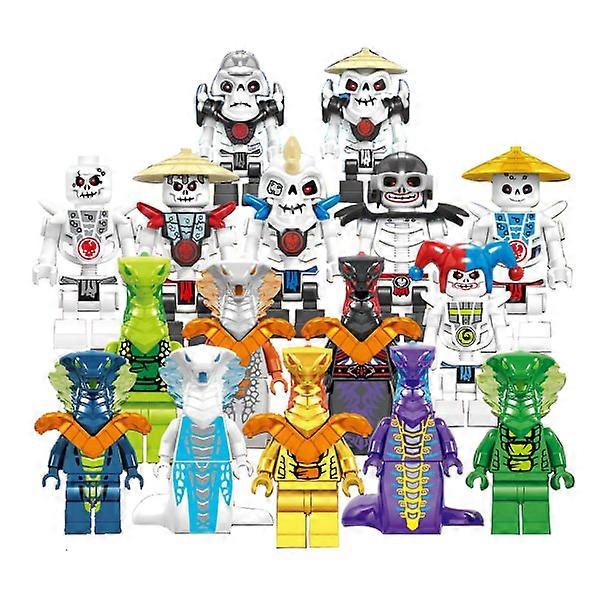 Set of 16 pcs Ninja minifigures Kai Jay Sensei Wu Master building blocks Toys, toy figures, building set.
