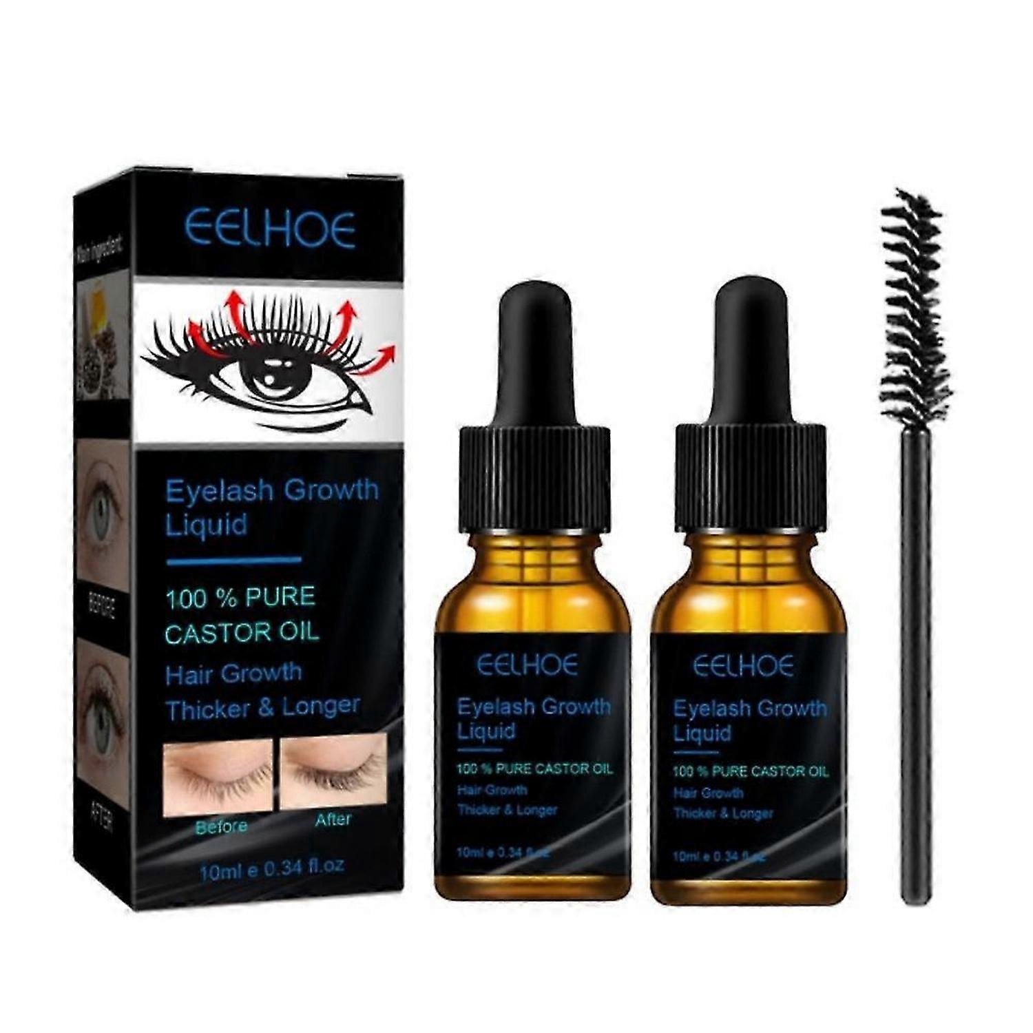2pcs Natural Caster oil Longer Thicker Eyelashes grow EyeBrows Growth Lash enhancer