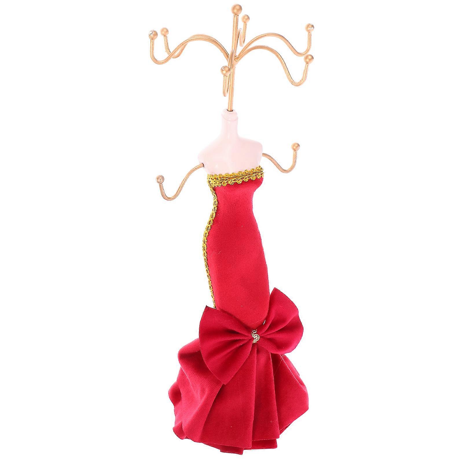 Jewelry Display Stand Necklace Holder Red 28.00X8.50X8.50CM Home Decor Display 1Pcs