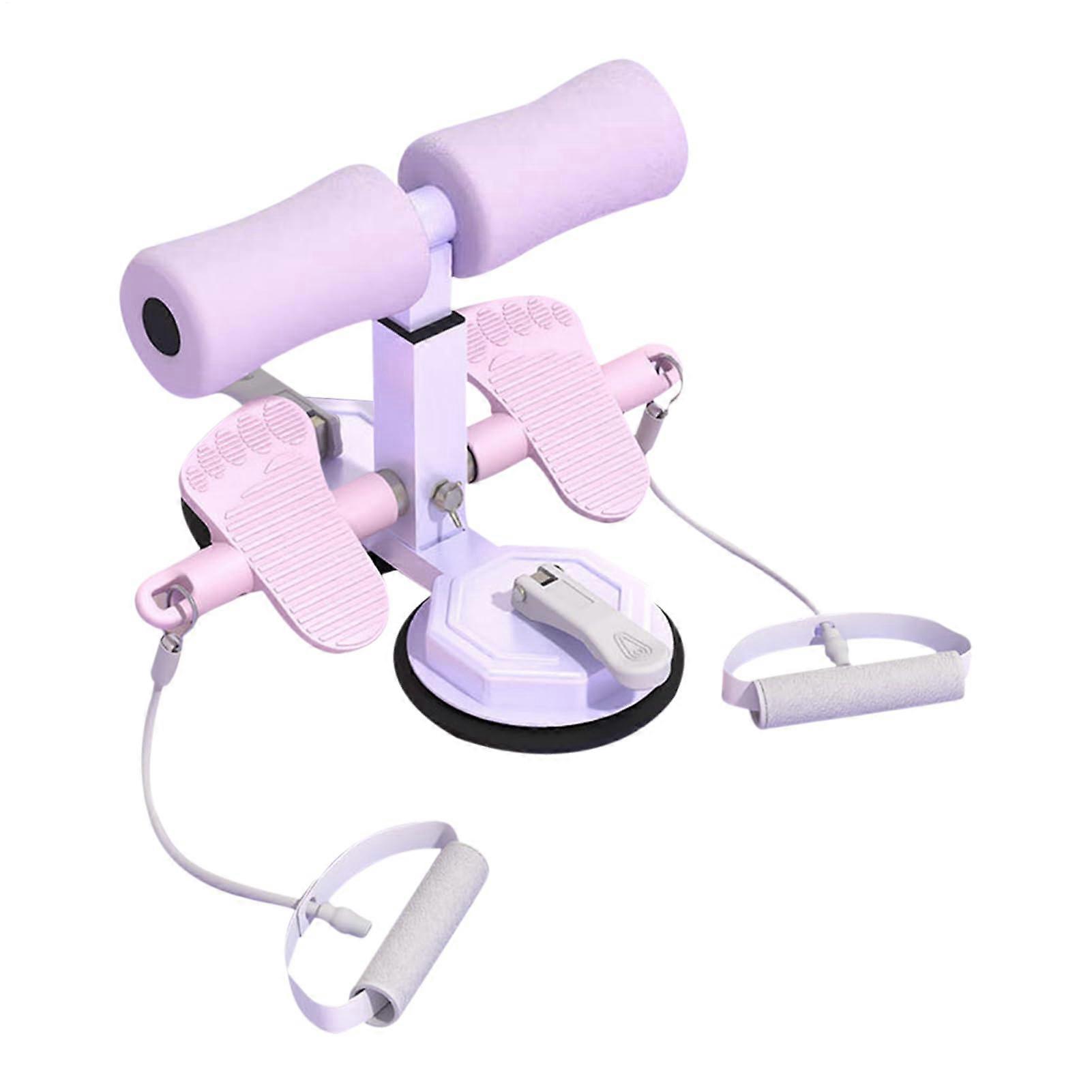 Sit Down Machine with Adjustable Height, Suction Cup Foot Holder for Sit-Ups, Portable AB Training Device in Purple