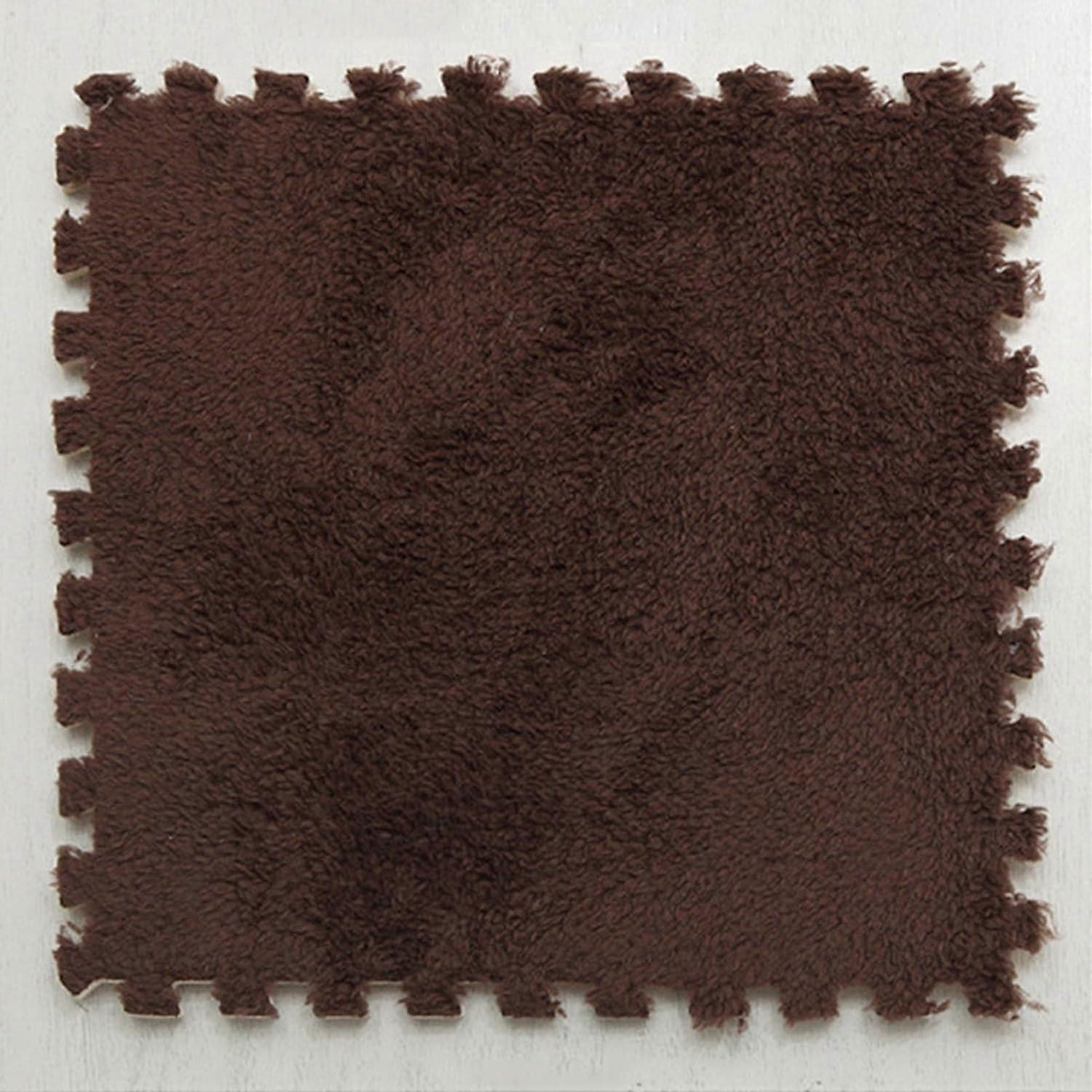 Interlocking Thick Plush Foam Carpet Tiles, 30.5 x 30.5 cm, Cuttable Square Puzzle Mat with Edges