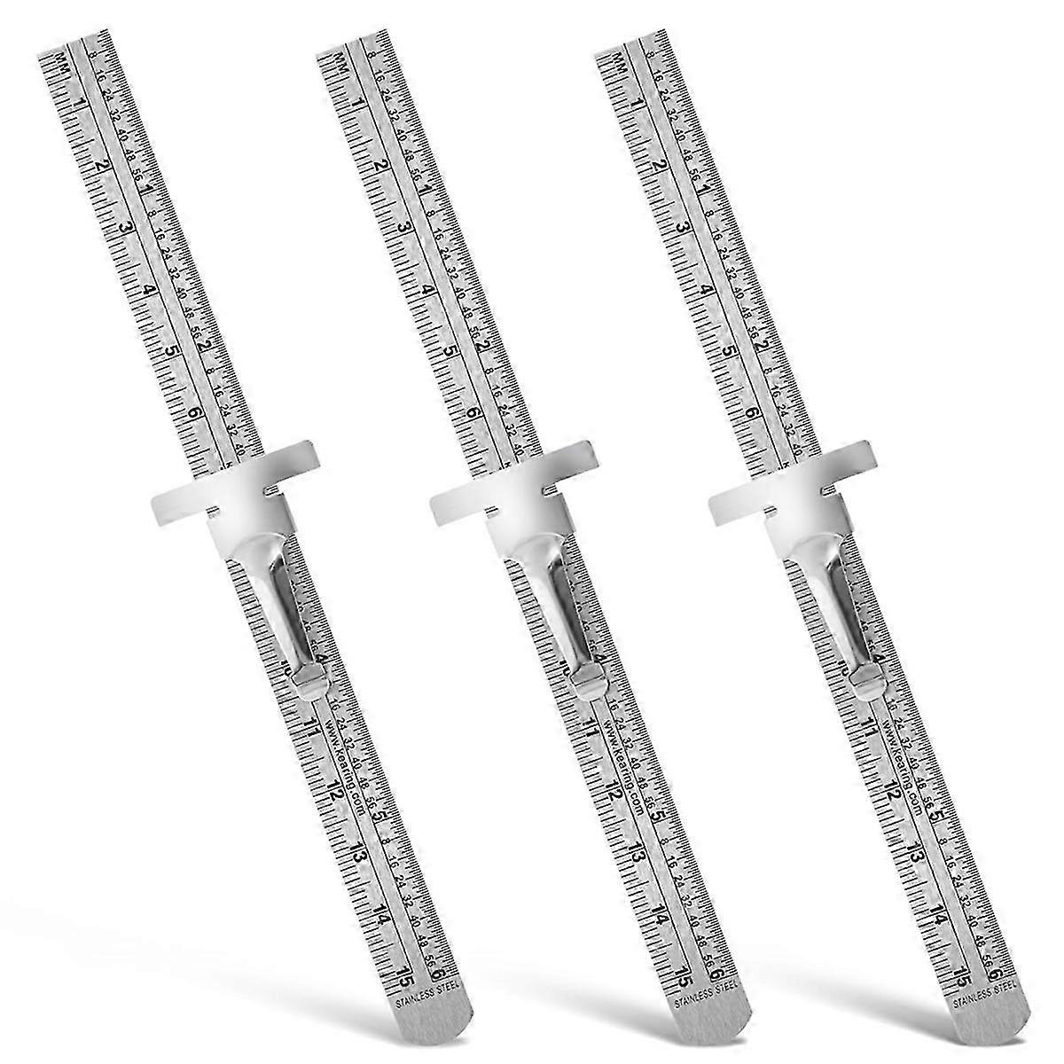 3 pz righello macchinista, 6 pollici 15 cm righello tascabile flessibile di precisione in acciaio inossidabile righello con clip staccabili hwy