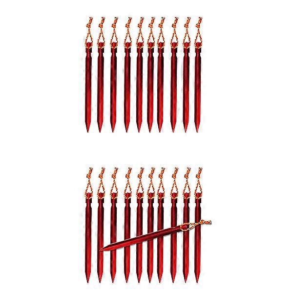 Camping Equipment Aluminium Alloy Tent Pegs V-Shape Holding Power for Tent and Awning Red 18CM 10Set