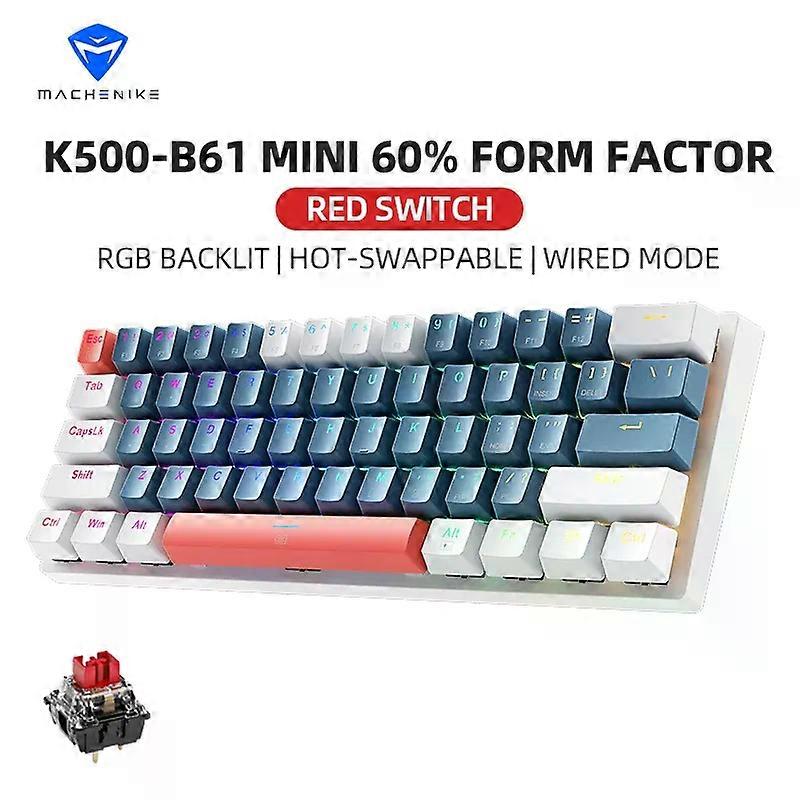 Stand Machenike K500-B61 Mini Mechanical Keybaord 60% Form Factor 61Keys Gaming Keybaord Wired Full Key Hot-Swappable RGB Backlit