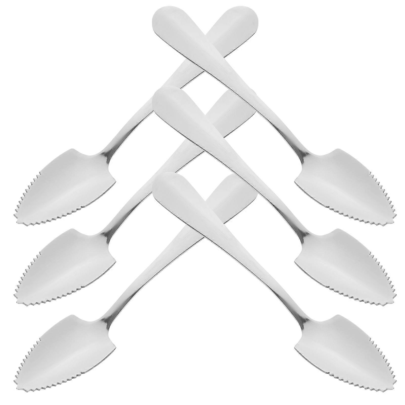 Stainless Steel Grapefruit Spoons Set of 6 for Home Use MultiPurpose Kitchen Gadget Silver