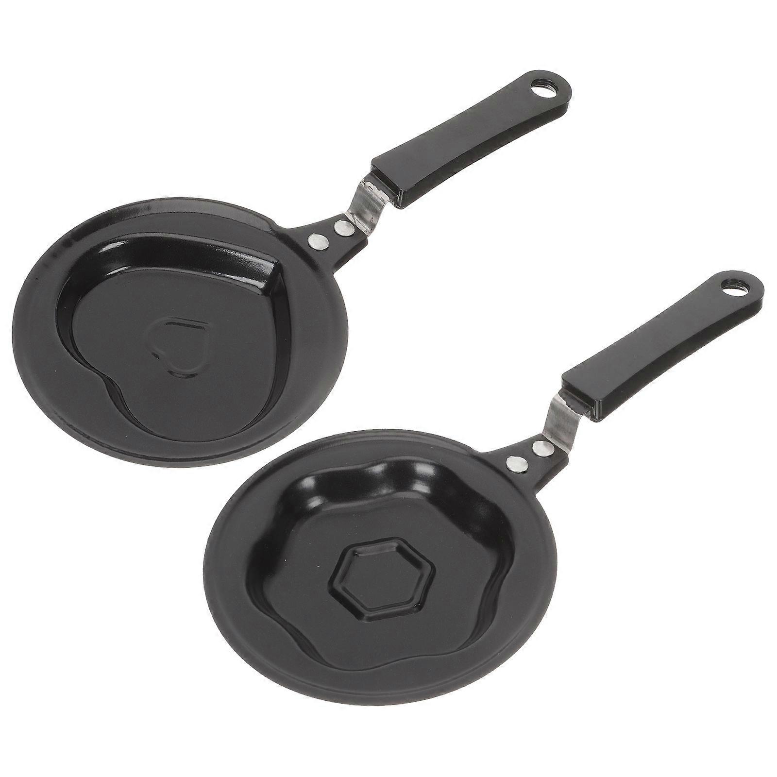 2pcs Non Stick Heart Shaped Egg Frying Pan for Omelets – Comfortable Handle Cooking Skillet for Easy Use