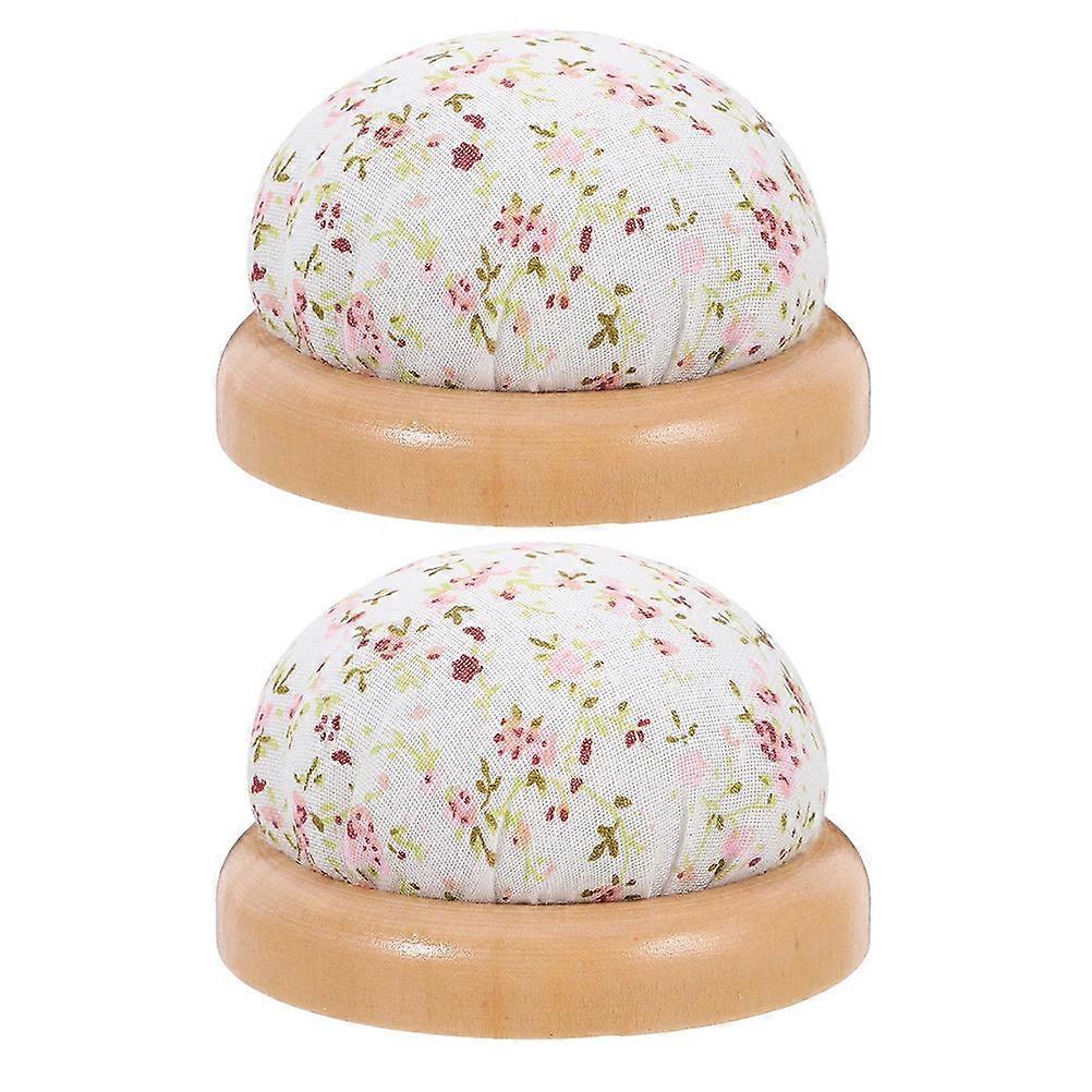 2pcs Flower Pattern Pin Cushion Wooden Needle Organizer for Sewing, Quilting & Embroidery – Durable and Elegant Design for Easy Organization