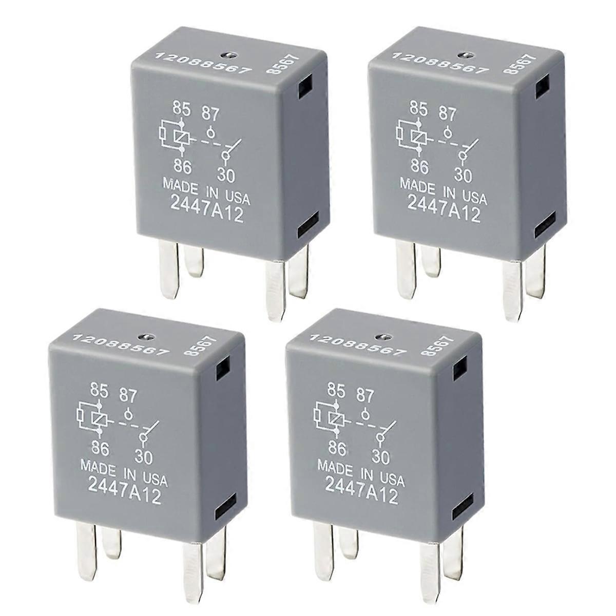 4Pcs 12088567 8567 Automotive Relay - 12VDC 30A 4-Pin