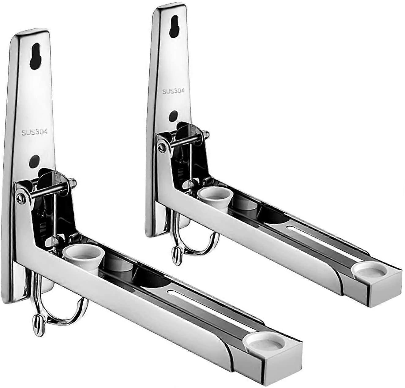 2 x Microwave Holder, Wall 304 Stainless Steel, Foldable, Load up to 55 kg