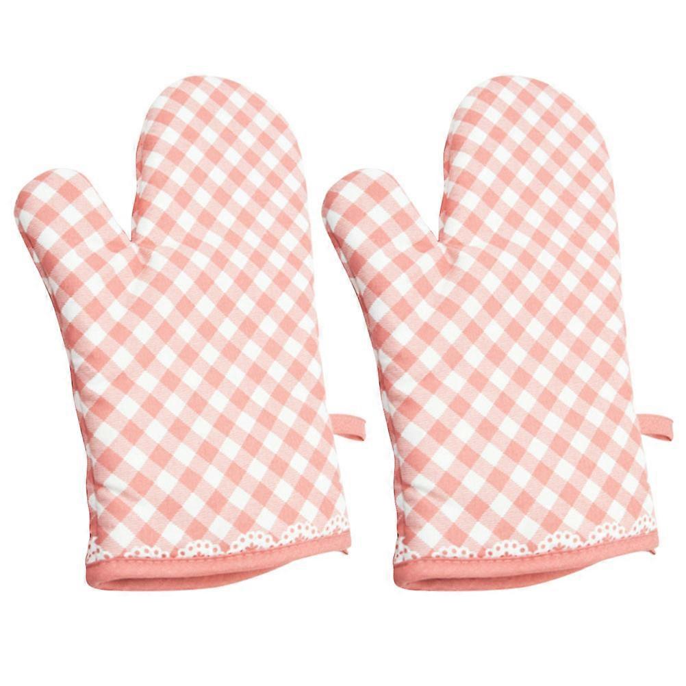Heat Resistant Oven Gloves, Thickened Polyester Insulated Mitts for Microwave and Oven Use, Ergonomic Fit Scald Protection Kitchen Gloves for Baking