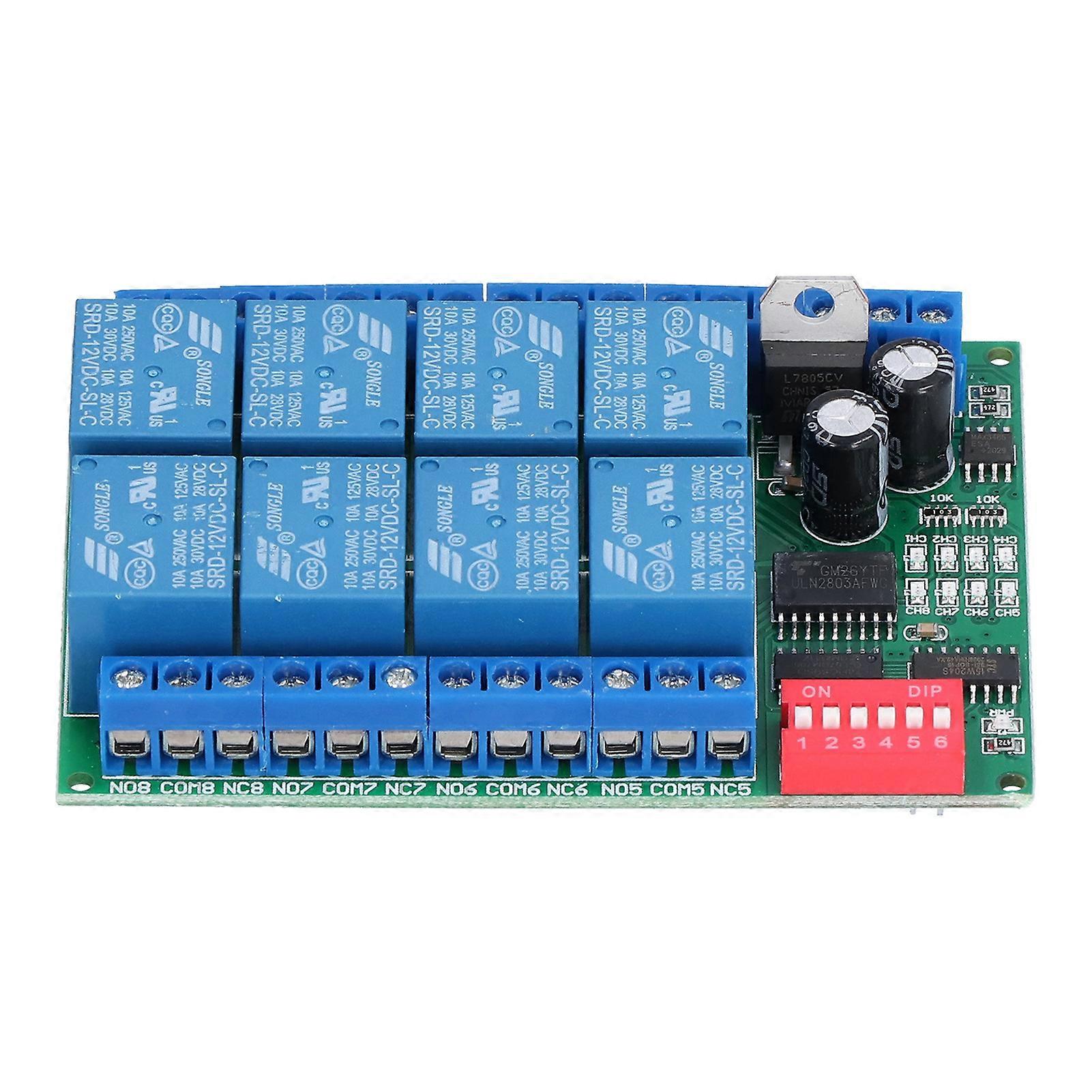 Relay Module 8 Channel RS485 Serial Port Remote Control Switch PLC Controller Board DC12V