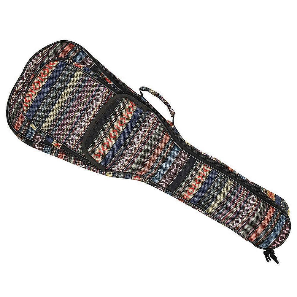 Ukulele Case Ethno Style 4-String Gig Bag With Double Shoulder Straps Thick Cotton Padding Oxford Cloth Multicolor