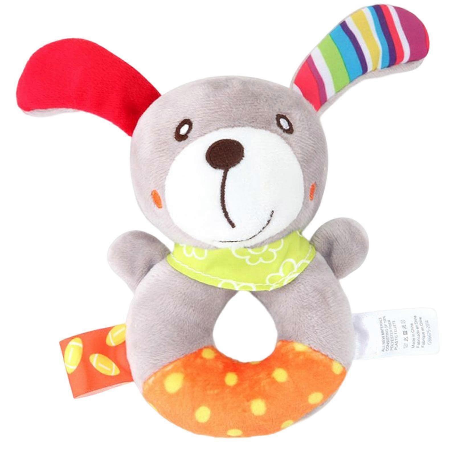 Soft Rattle Toy, Animal Plush Baby Soft Rattle Toys, Cuddly Toy Set with Bite Sound, Easter Basket for Girls, Newborn Shower Gift for 06 Months Puppy