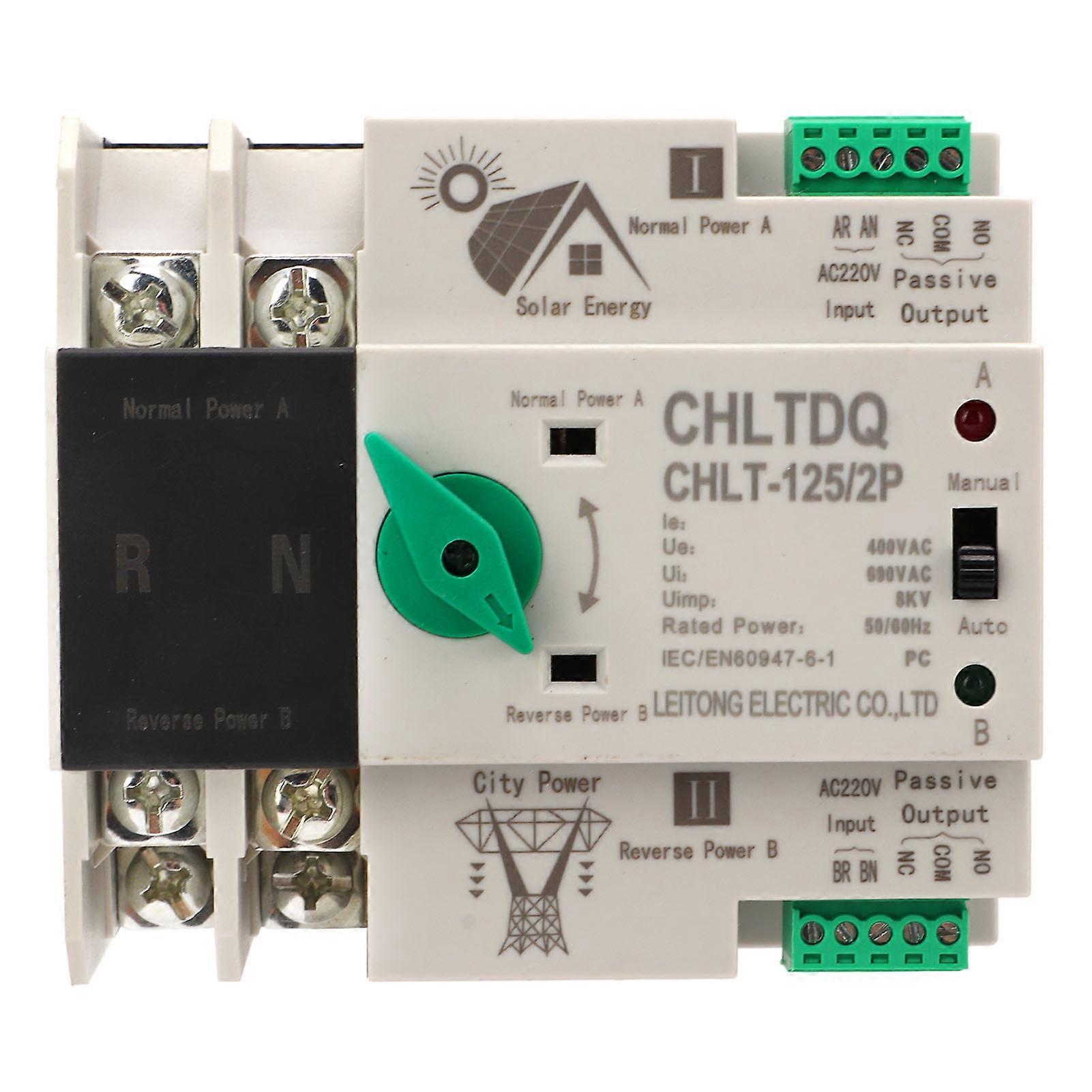 Dual Power Automatic Transfer Switch 2P Millisecond Circuit Fast Controller PV Type AC220V 80A