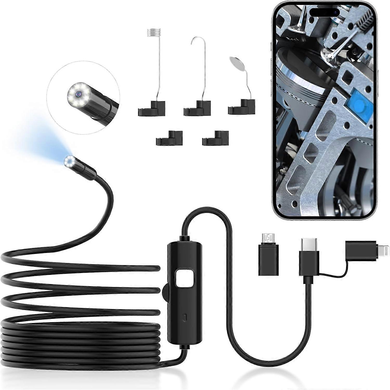 16.4 ft Endoscope Camera with Light,Borescope with 8