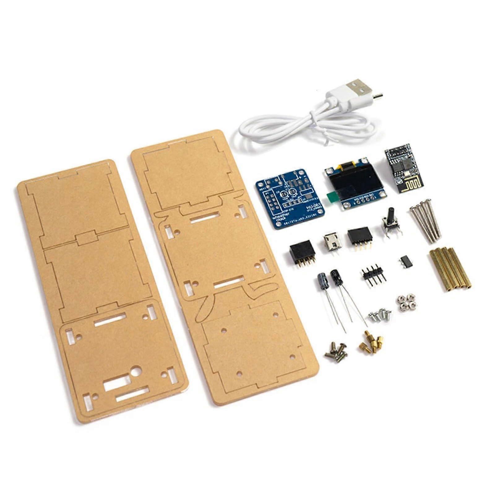 Electronic Weather Clock Set with Mini Display, Shell Connection, DIY Kit for Home Decor and Outdoor Use