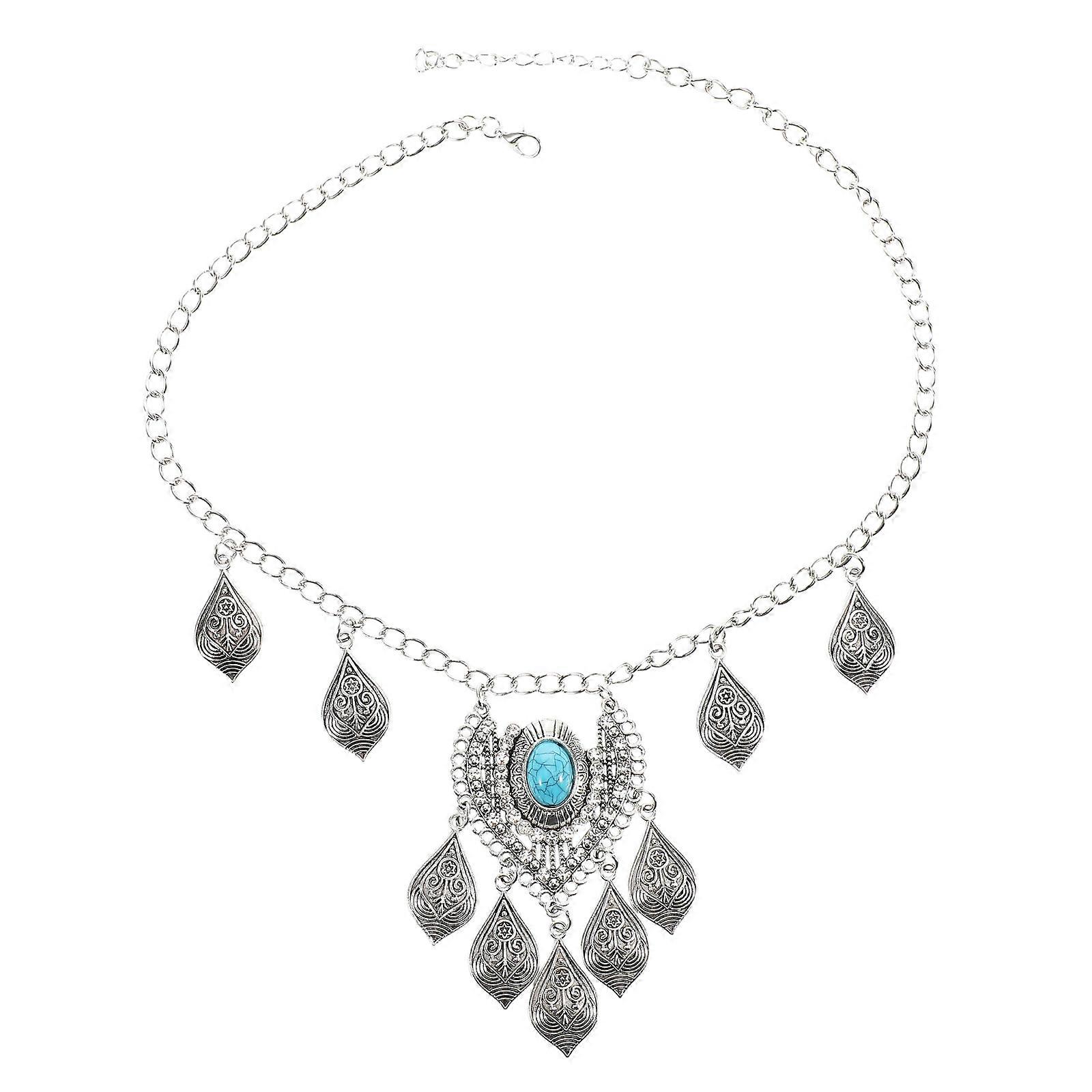 Tiara vintage com corrente para testa e borla para mulheres