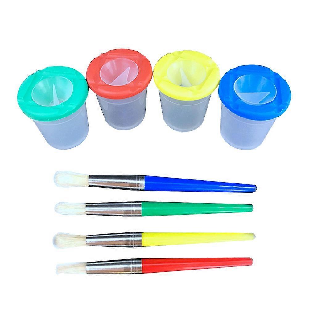 16 Pack Spill Painting Cups with Lids & Brush Holders – Durable Art Cups for Kids, DIY Painting, and Messy Craft Projects – Assorted Colors