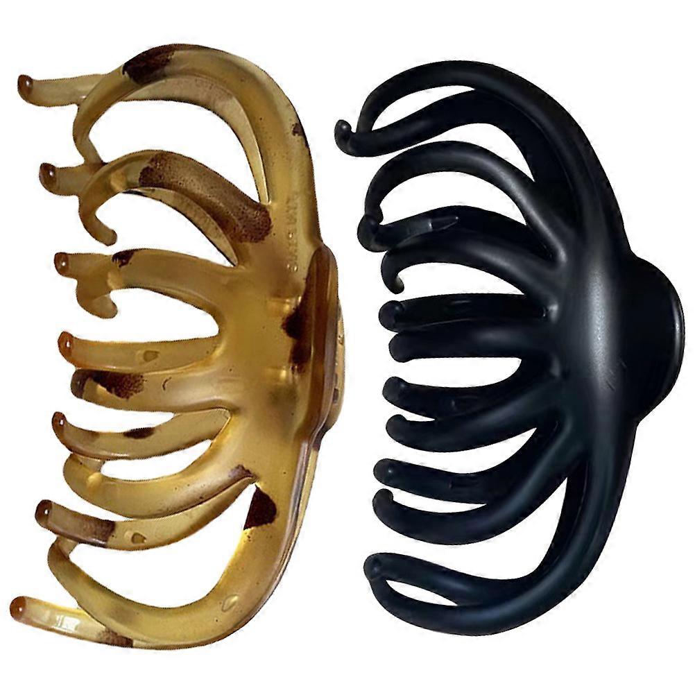 Here's a refined and professional product description based on your input:
**2pcs Large Retro Tortoiseshell Hair Claw Clips for Women – Black &