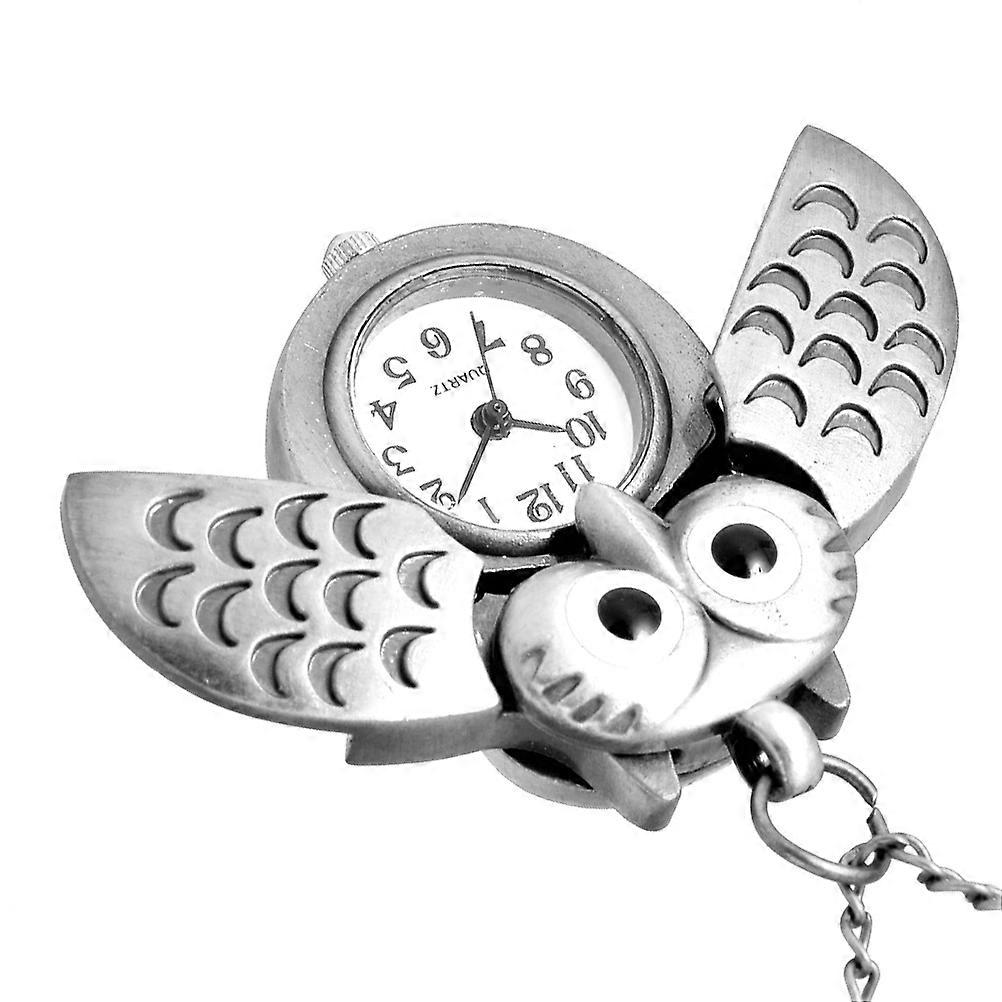 Creative Owl Pocket Watch Retro Silver Design with Crescent Detail – Unique Decorative Present Idea Fashionable Practical Accessory