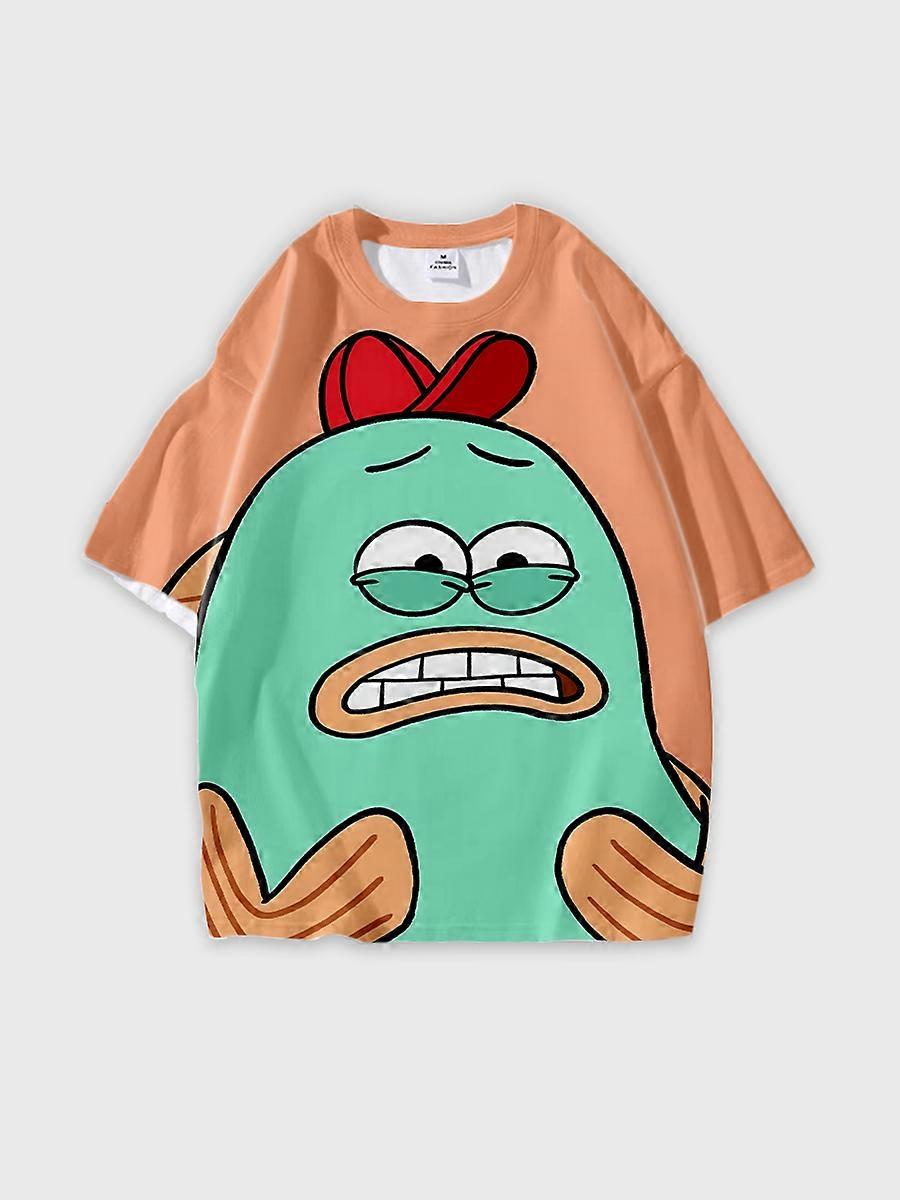 T-shirt round neck Anime Pattern loose short sleeve D1410