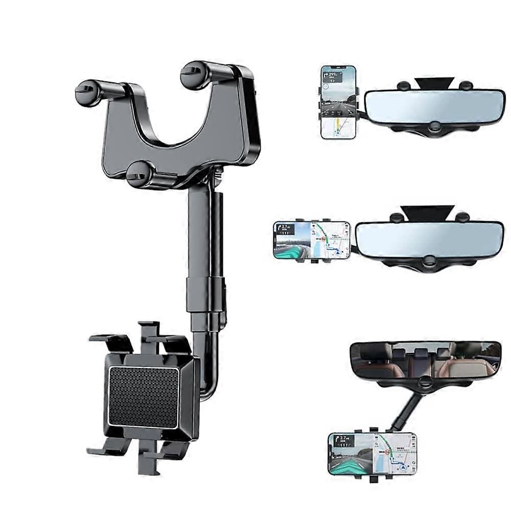 Car Phone Holder for Rear View Mirror Car for Smartphone Suitable for Smartphones from 3 to 7 Inches black