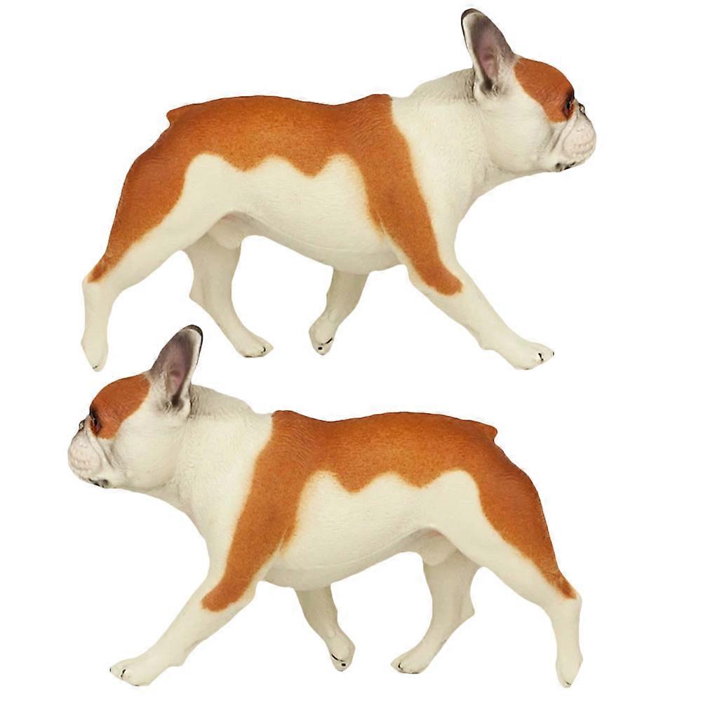 Puppy Ornament Bull Terrier Dog Model for Kids Play 2Pcs Decorative Figurines