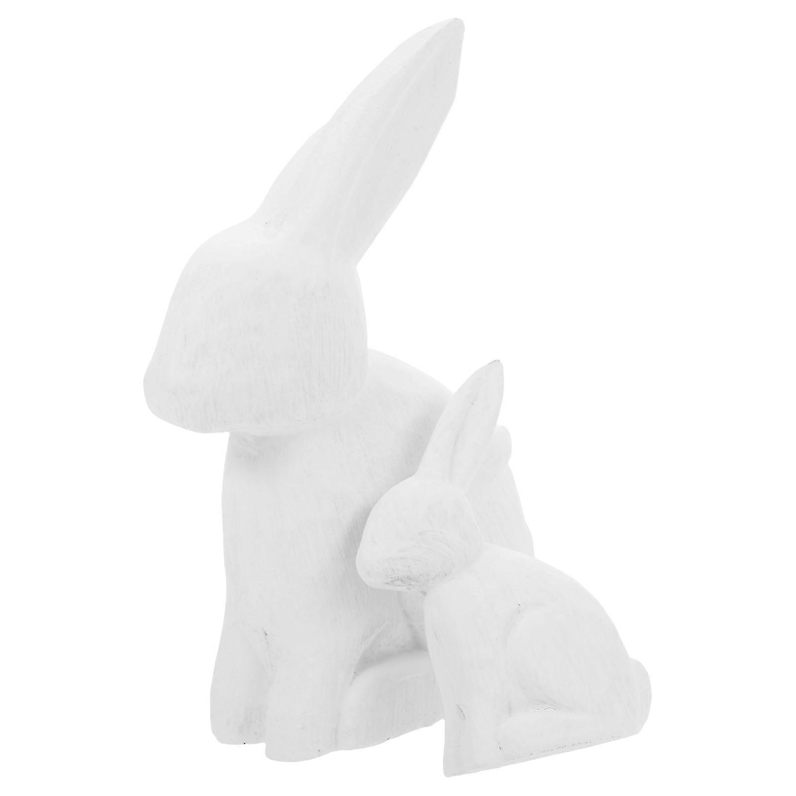 2pcs Wooden Animal Statue for DIY Crafts Blank Wood Models for Kids to Paint Rabbit Decorations for Art Projects