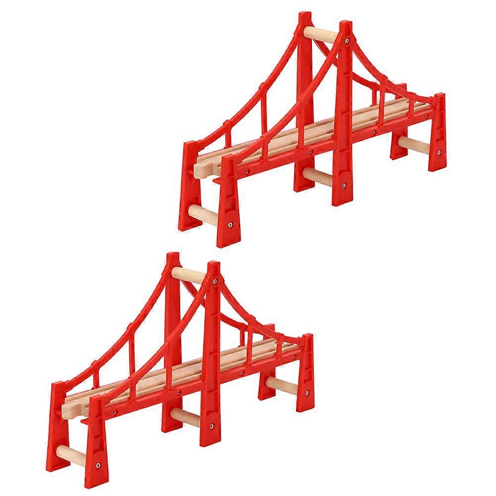 Red Plastic Toy Train Bridges for Kids Playing with Connectable Tracks Christmas Gift 2Pcs