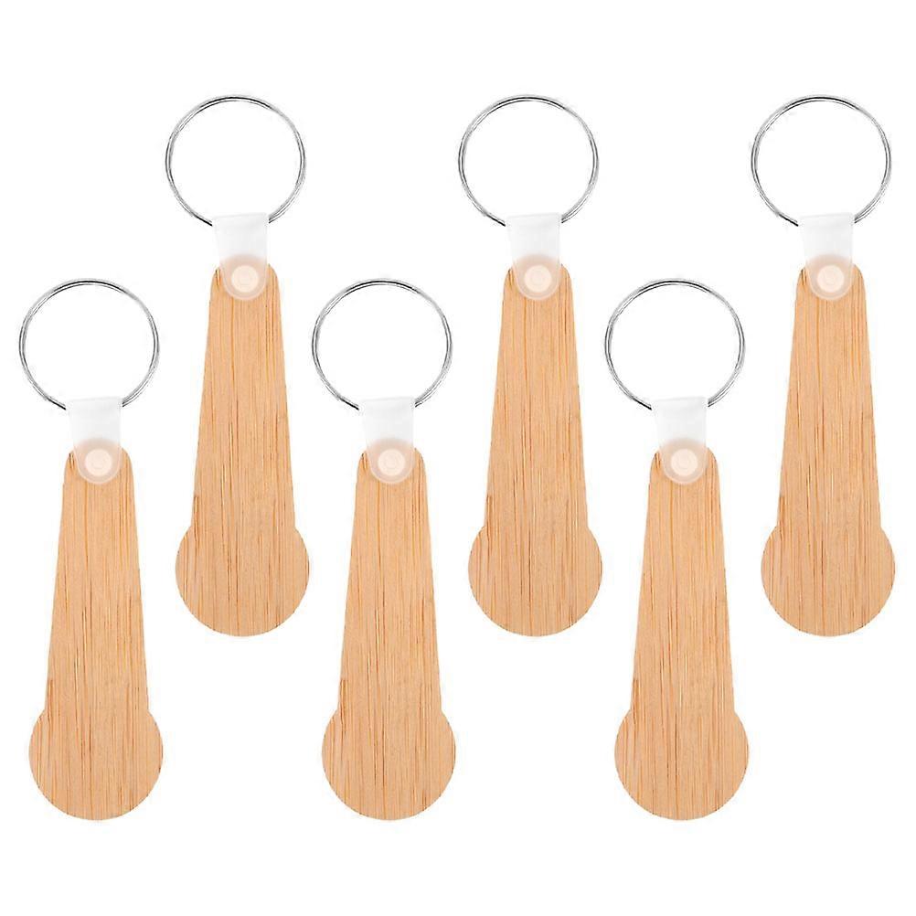 6Pcs Shopping Trolley Token Key Ring Made From Bamboo For Daily Use In Khaki Color
