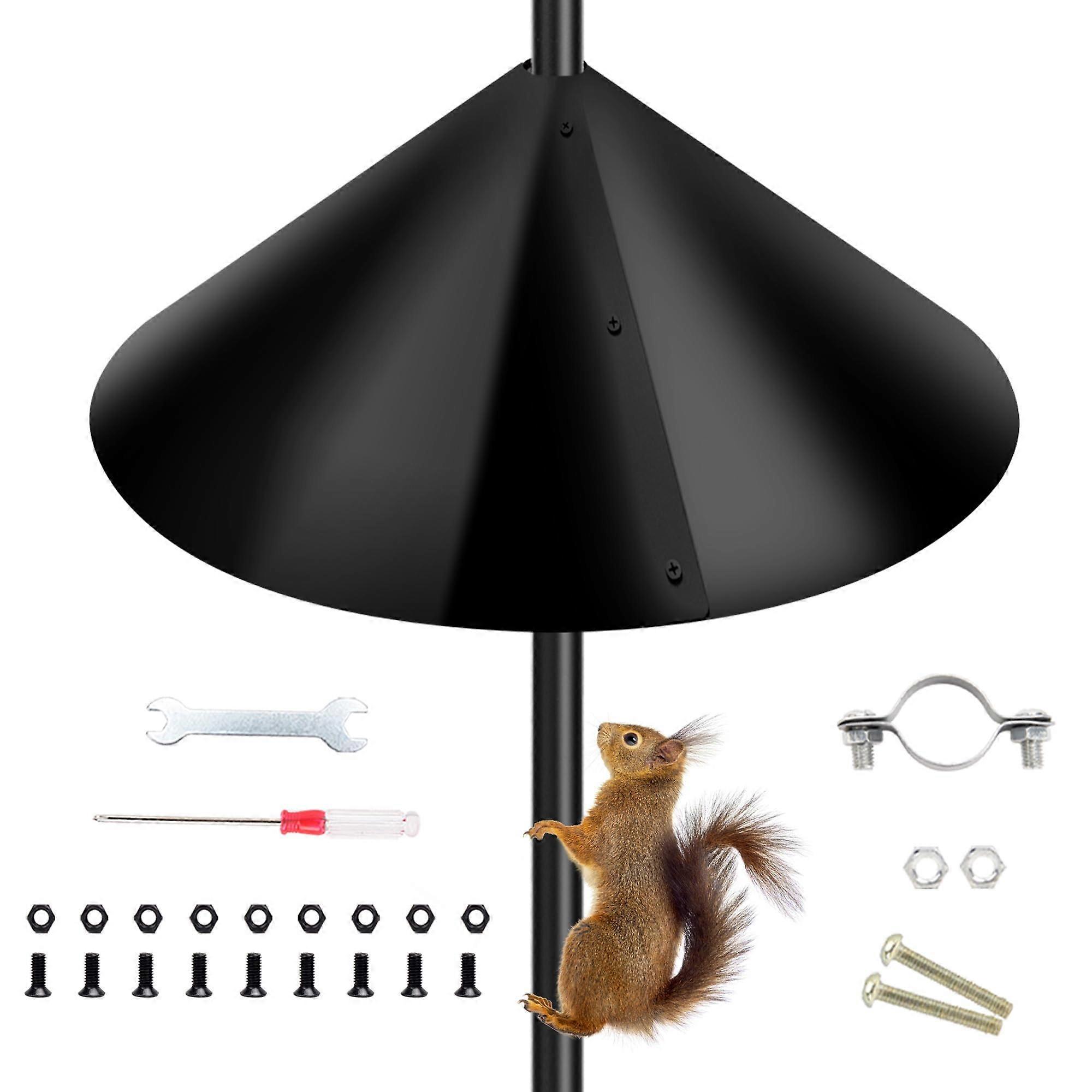 2 Packs Squirrel Proof Baffle for Bird Feeders and Bird Feeders Protection Pole Bracket Squirrel Guard Stopper for Shepherd Hooks Black 16' black 2