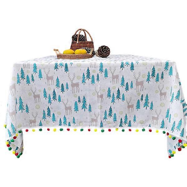 Christmas Tablecloth Festive Various Styles Print Rectangular Decorative Bright Color Santa Claus Tablecloth