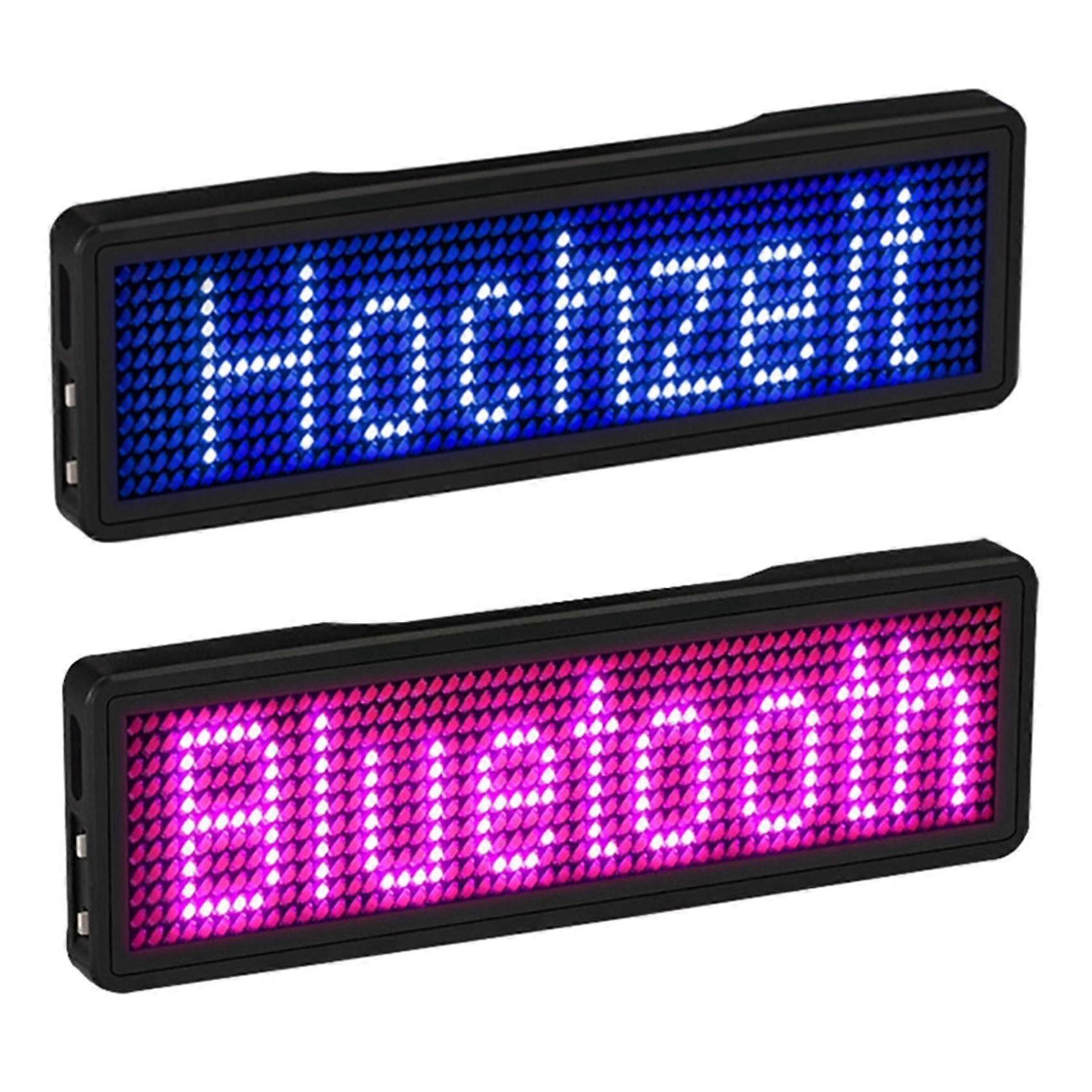 2 Pcs Bluetooth LED Name Badge Rechargeable Light Sign DIY Scrolling Message Board Display LED,Type