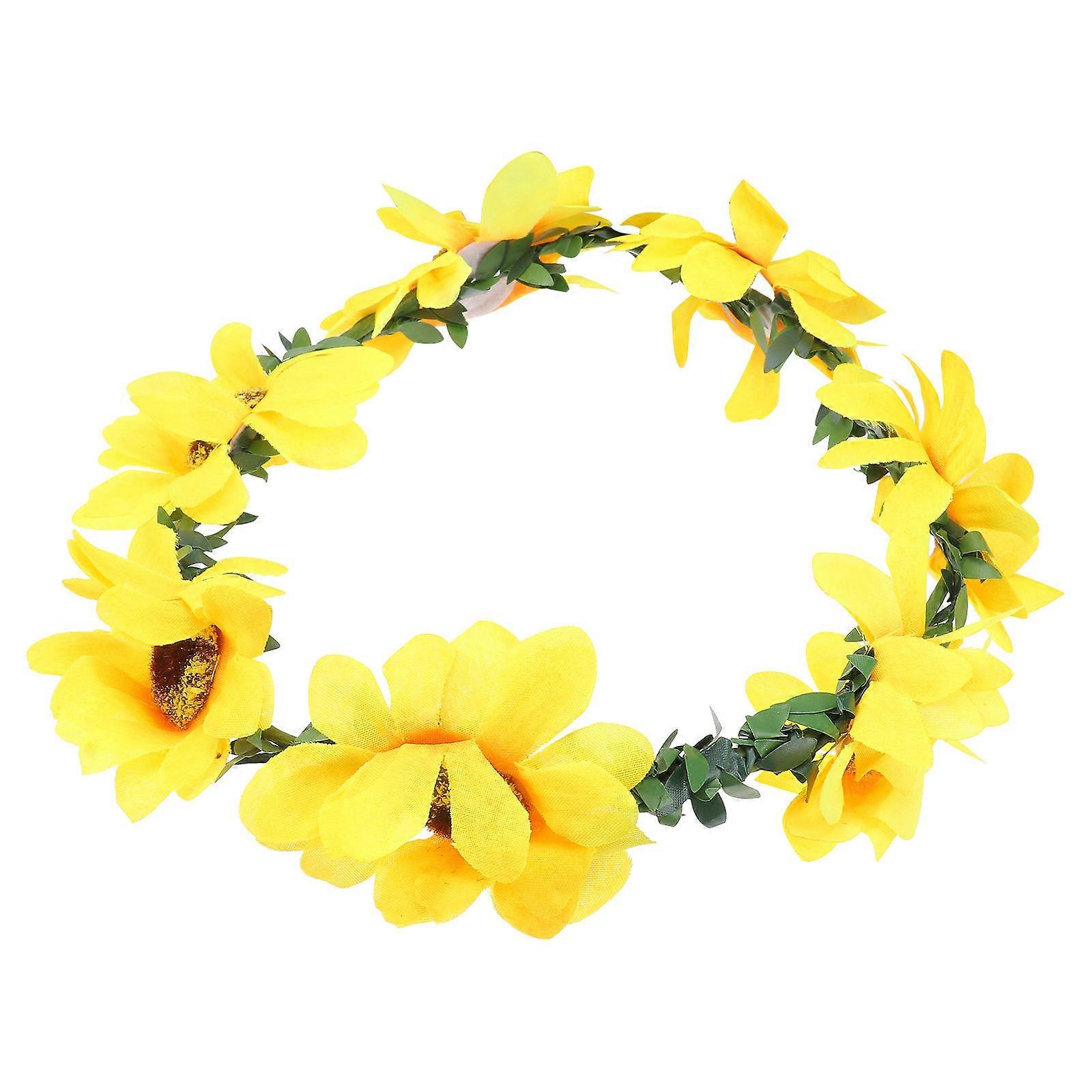 Yellow Metal Headband with Floral Design for Decorating and Festive Occasions 1 Piece