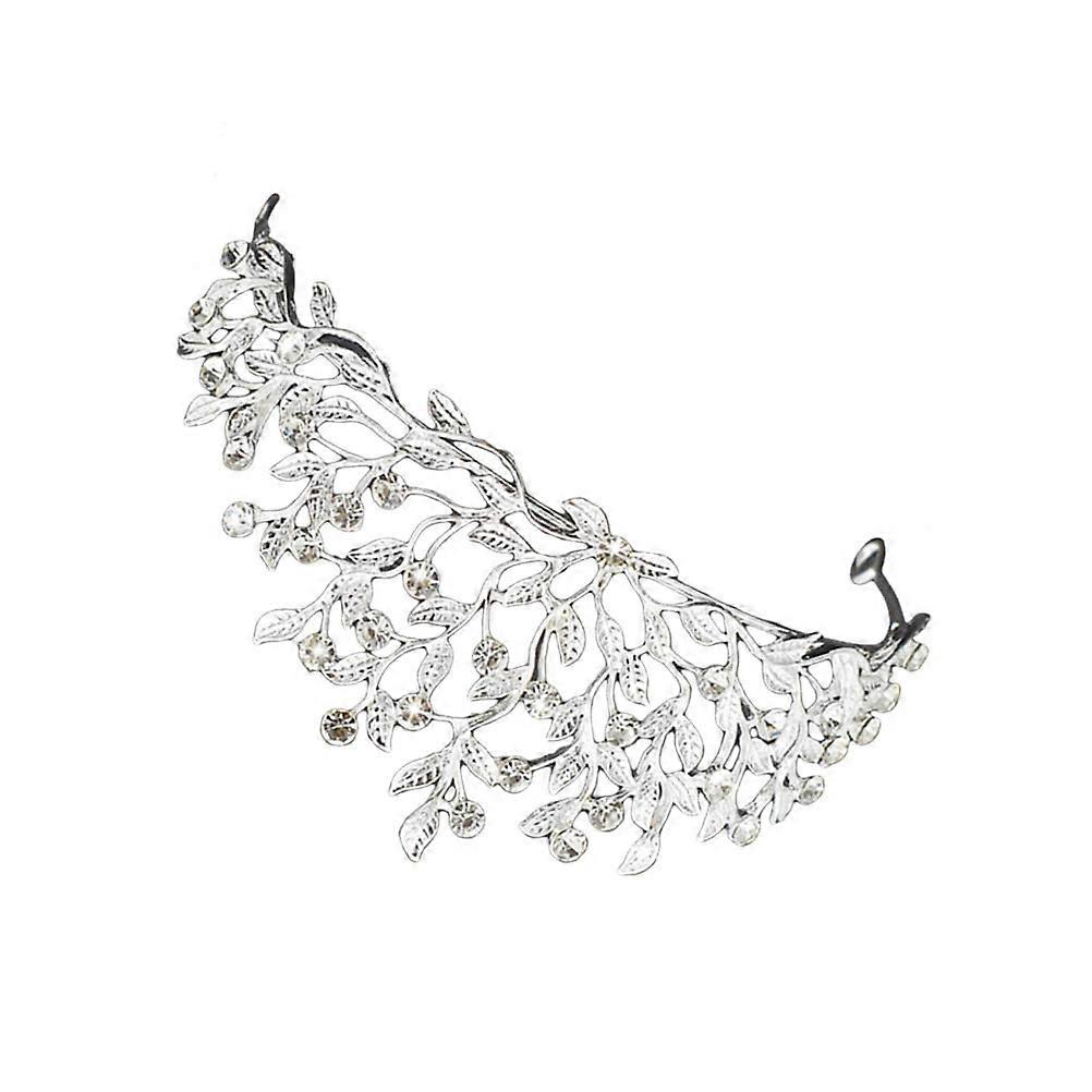 Rhinestone Crown for Women with Comfortable Alloy Material and Fancy Leaves Design Size Fits Most