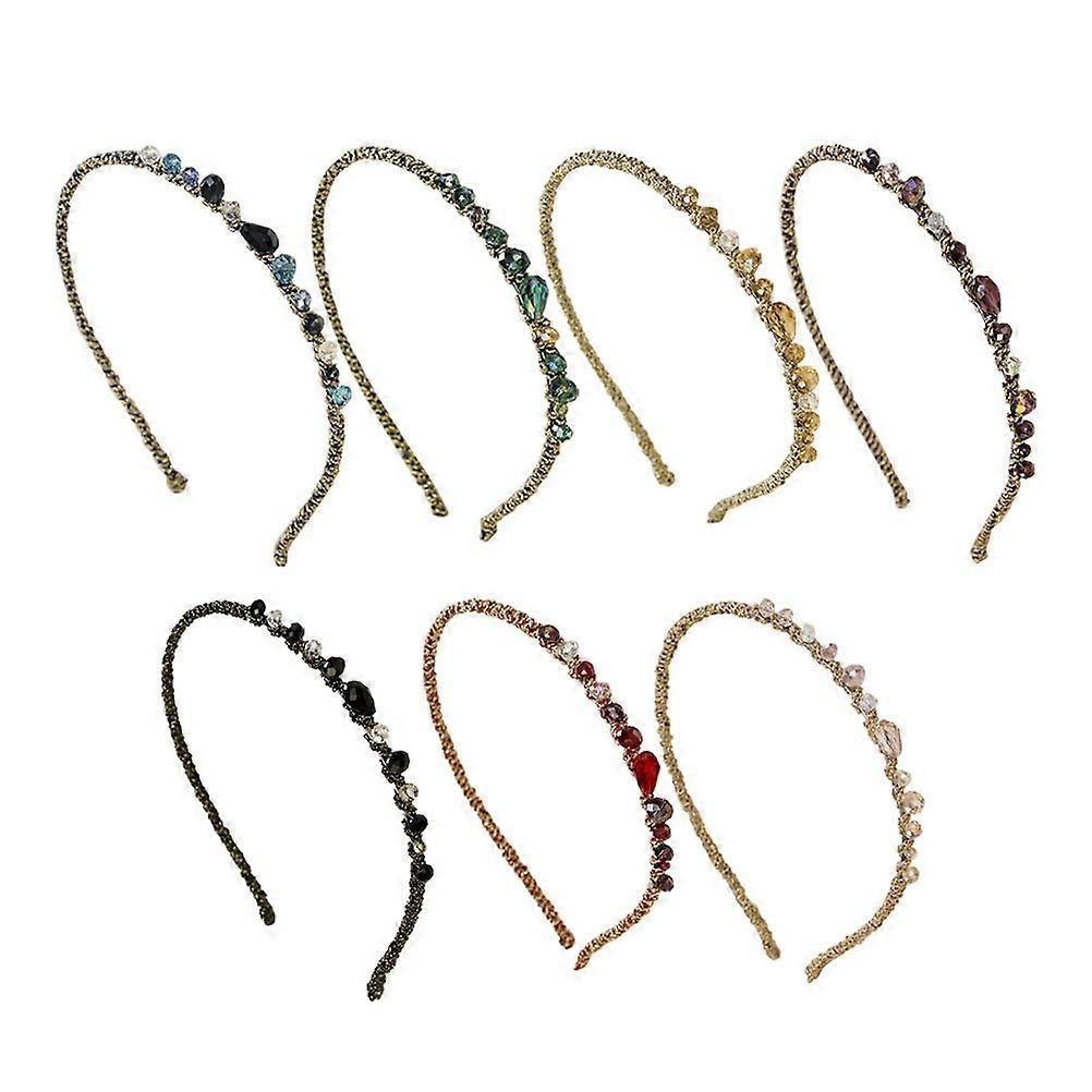 Assorted Color Alloy Crystal Hair Hoop for Decoration Use Stylish Fashionable and Practical 7 Pieces